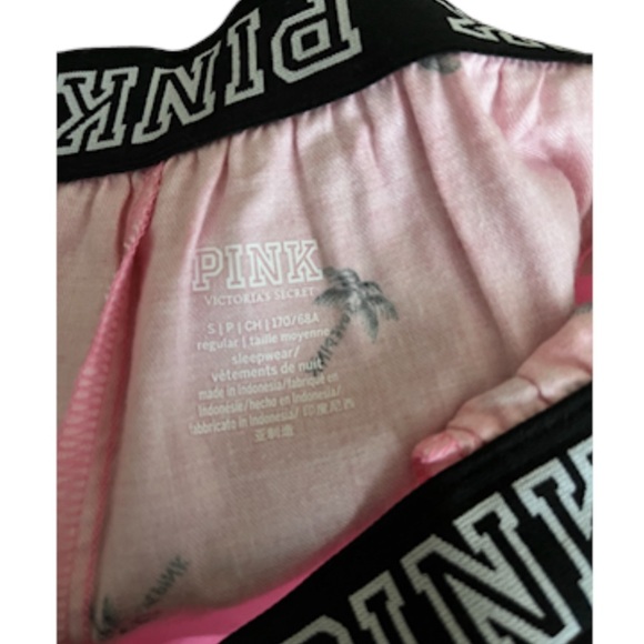 PINK VS Palm Trees Print 🌴 Flannel Pajama Pants Sz:Small-OVERSIZED ..NWOT - Picture 11 of 15